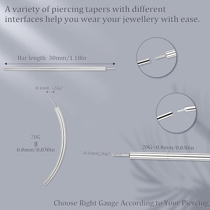 Piercing Taper Ball Grabber Tool Stainless Steel Nose Ear Piercing Kits | Nose Septum Eyebow Helix Conch Tragus Daith Piercing Jewelry Changing Tool,14G 16G 18G 20G Flat Back Earrings Applicator Tool - style: 20G Piercing Taper