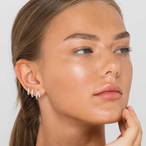 Surgical Steel Small Huggie Hoop Earrings Set for Women Hypoallergenic