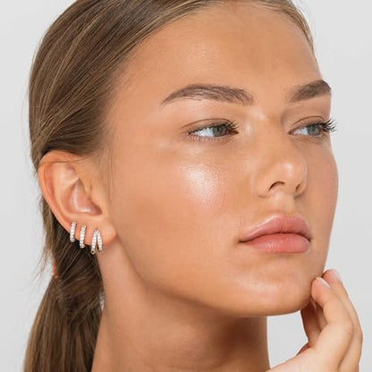 Surgical Steel Small Huggie Hoop Earrings Set for Women Hypoallergenic