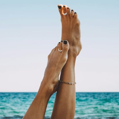 SONNYX 14K Gold Silver Toe Ring for Women | Non Tarnish Adjustable Simple Open Band Toe Rings Summer Beach Foot Jewelry for Women - color: Silver 2
