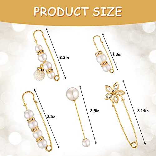 15 Pcs Pearl Brooch Pins for Women Decorative Safety Pins Faux Pearl Brooch Pin Dress Clip Hat Shawl Clips Decorative Pin for Cardigans Women Girls Dressing Cloth Accessories