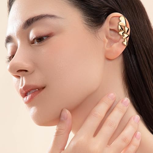 Jean Beau Chunky Gold Stone Stud Earrings for Women, Trendy Natural Gemstone Hypoallergenic Earing Valentine Jewelry Gift - color: Gold