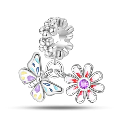CYCUFF 925 Sterling Silver Charms Suitable for Bracelet Pendants Beads, Charm Necklaces Jewellery Gift for Women - color: Butterfly Flower Charm