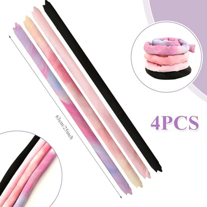 4 Pieces Spiral Lock Hair Tie, Dreadlock Hair Tie Set, Iron Wire Embedded, Bendable Ponytail Holders for Women and Men for Braids Loc Thick Curly Hairs (Multi)