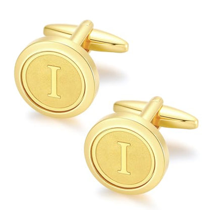 GWD Initial Cufflinks for Men Classic Cuff links Mens Letter Shirts CuffLinks Wedding Gift - color: I