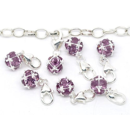 Sexy Sparkles Birthstone Dangle Charm Pendant for European Clip on Charm Jewelry with Lobster Clasp - color: Amethyst - February