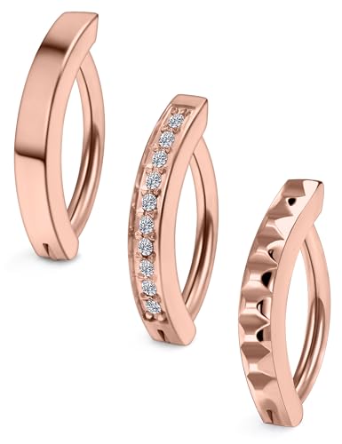 Vsnnsns 14G Clicker Belly Button Ring Piercing Jewelry 316L Stainless Surgical Steel Diamond CZ Navel Rings Clear CZ Clip Belly Button Ring Piercing Jewelry for Women Men 14 Gauge 10MM 12MM - color: 10MM-Rose Gold