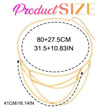 Nicute Gold Waist Chain Layered Belly Chains Fashion Body Chain Accessory for Women