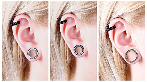 WBRWP Unisex Women 6pcs/8pcs-3pairs/4pairs Hollow Zircon Stainless Steel Screw Ear Plugs Tunnels with ZirconEar Plugs Tunnels - Ear Expander - Ear Gauges Stretcher Body Piercing 8g-5/8 - color: 3pairs(6pcs) Hollow Tunnels with zircon set