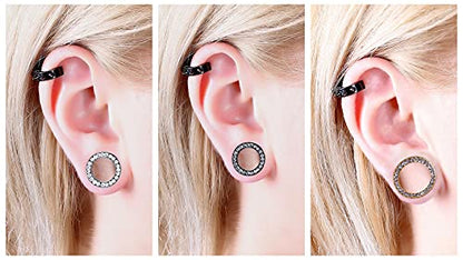 WBRWP Unisex Women 6pcs/8pcs-3pairs/4pairs Hollow Zircon Stainless Steel Screw Ear Plugs Tunnels with ZirconEar Plugs Tunnels - Ear Expander - Ear Gauges Stretcher Body Piercing 8g-5/8 - color: 3pairs(6pcs) Hollow Tunnels with zircon set