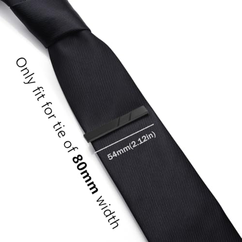 HONEY BEAR 1.97" 2.12" 2.36" Standard Tie Clip for Men Business Wedding | Classic Minimalist, Steel-Plated Copper Base, Gift-Boxed, Thickened, Rounded Corners, Easy to Slide On, No Snag or Wrinkle - style: Matte Black 5.4cm