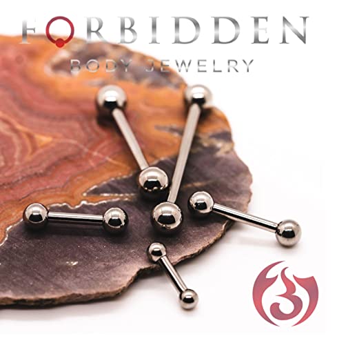 Forbidden Body Jewelry nipple barbell, nipple bars, silver nipplerings piercing Surgical Steel 8g - 18g Straight Barbell Body Jewelry (Sold Individually) - style: 16G 10mm (3/8") 4mm Balls