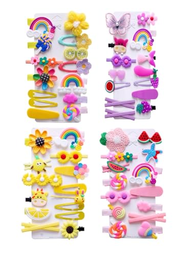 56PCS Toddler Hair Accessories Set: Colorful Rainbow Barrettes, Pins, Candy Fruits, Butterflies for Kids' Stylish Hairstyles - color: 56 PCS