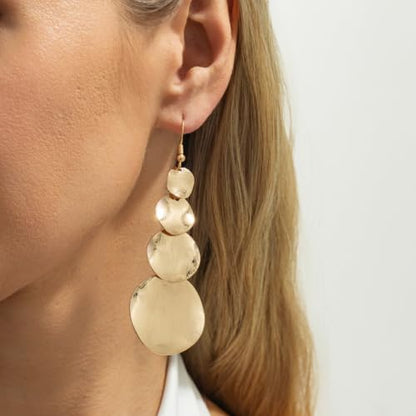 Gold Disc Tassel Dangle Drop Earrings for Women Layered Sequins Dangling Earring Sparkling Hanging Statement Jewelry Gift - color: gold3
