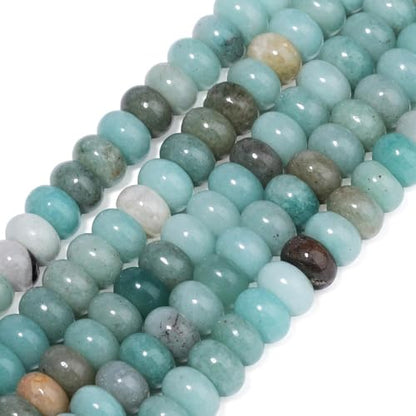 Songxi 5x8mm Natural Blue Amazonite Beads, 75PCS Spacer Round Loose Abacus Beads for Jewelry Making, Gemstone for Bracelet Necklace Earrings, Arts and Crafts - color: Blue Amazonite