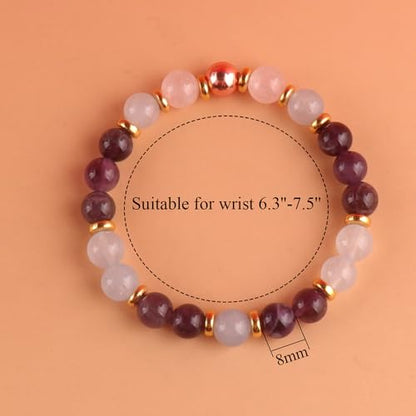 KSQS Healing Stone Bead Bracelet for Women, Natural Gemstones Balance Protection Bracelet, Spiritual Crystal Beads Bracelet Anxiety Relief with Meaning Card - color: Good Vibes