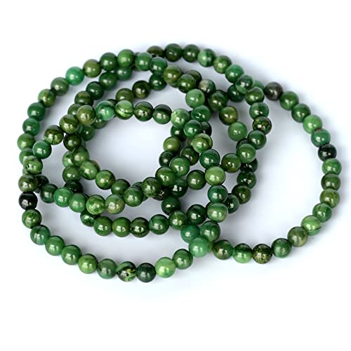 Angelstones Gemstones 6mm Round Beads Healing Crystal Bracelet for women | Natural Gemstone, Handmade Gifts for Women, Healing Crystal Round Beaded Stretch Bracelets, Unisex Jewelry for Women and Men - color: African Serpentine