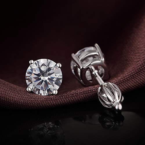 Jiamiaoi Stud Earrings Screw Back Sterling Silver Cubic Zirconia Stud Earrings Set 4 Millimeters-8 Millimeters Nickle Free Hypoallergenic Earring Studs - color: H-Lantern Backs Round, size: 4mm