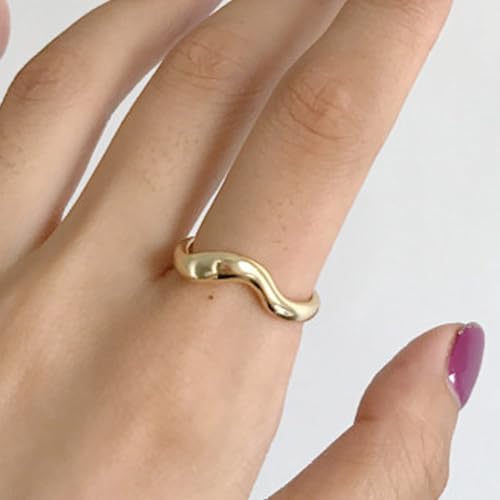 Roe Dolph Chunky Gold Rings for Women Stackable Statement Ring Set | Mixed sculptural shapes and polished surfaces create bold stacking combinations for parties dinners and everyday outfits - color: A1