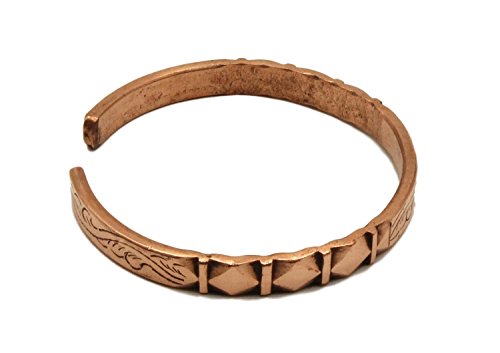 Healing Lama™ Hand Forged 100% Copper Bracelet. Made with Solid and High Gauge Pure Copper. - style: Carved