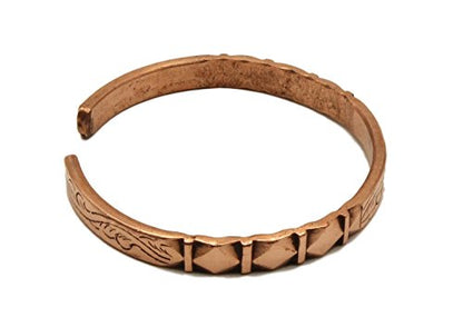 Healing Lama™ Hand Forged 100% Copper Bracelet. Made with Solid and High Gauge Pure Copper. - style: Carved