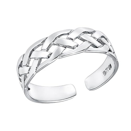 AeraVida .925 Sterling Silver Adjustable Toe Ring or Pinky Ring 5mm Wide Open Band, Stackable Minimalist Summer Foot Jewelry | Sun Moon Star Turtle Butterfly Leaf Olive Branch Ocean Wave Yin Yang Design - style: Celtic Knot