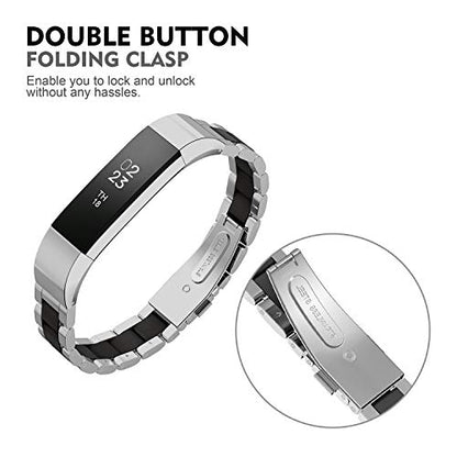 Compatible with Alta Bands Metal, Special Edition Replacement for Alta HR Stainless Steel Bands Adjustable Accessory Wristband Small Large for Alta Bracelet Women Men - color: A2-Silver-Black