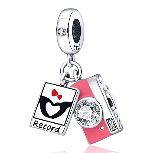 KUNSIR Charms Beads fits Pandora Charm bracelets for Woman 925 Sterling Silver Dangle Pendant Bead Jewelry Beads Gifts Happy Birthday Charms for Women Bracelet&Necklace - style: Camera and Photo Album Charm