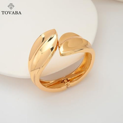 Chunky 14k Gold Cuff Bracelets for Women - Non Tarnish Teardrop Bangle Multi-layer Cross Wire Open Bracelets - color: Golden 12