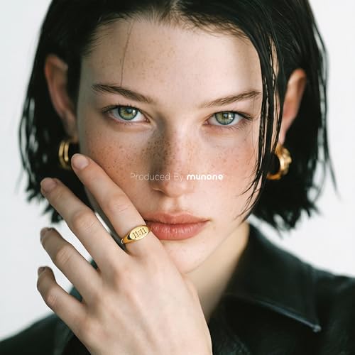 6mm 1111 Angel Number Signet Rings for Women Men | 18K Gold Plated Hypoallergenic Statement Ring,Sync with the Universe Spiritual Statement - color: Gold