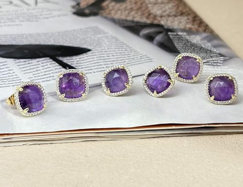 Amethyst Stud Earrings, Purple Earrings for February Birthstone Jewelry