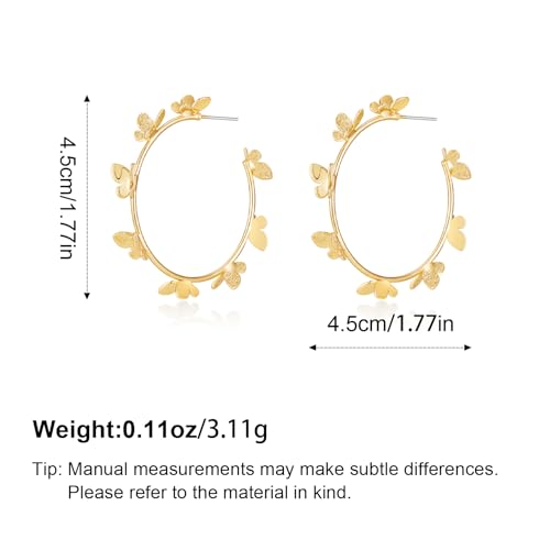 Large Gold Knot Hoop Earrings for Women 18K Gold Hoop Earrings Statement Lightweight Hoops Trendy Gold Hoops Earrings Jewelry - color: A-Butterfly