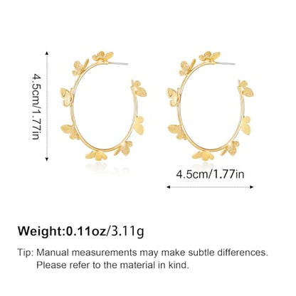 Large Gold Knot Hoop Earrings for Women 18K Gold Hoop Earrings Statement Lightweight Hoops Trendy Gold Hoops Earrings Jewelry - color: A-Butterfly