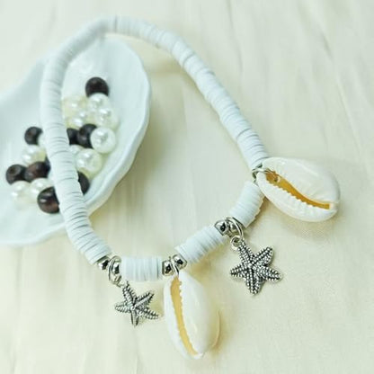 Starfish Shell Anklet for Women Gold Starfish Charm Ankle Bracelet Silver Elastic Star Seashell Anklet Adjustable Ankle Bracelet Summer Fashion Jewelry Accessories - color: silver