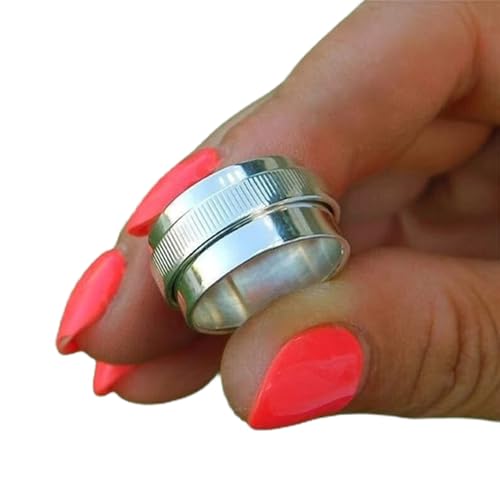 Natural 925 Sterling Silver Spinner Ring, Unisex Band Ring, Outstanding, Meditation, Fidget, Worry, Victorian, Mothers Day Gifts (US size 4) - color: Plain Boho Vibes