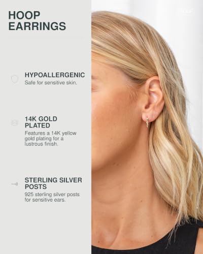 PAVOI 14K Gold Plated Chunky Huggies Earrings for Women - 925 Sterling Silver Posts Small Gold Huggie Hoop Earrings - Ultra Thick Hoops Trendy Jewelry - style: Hammered