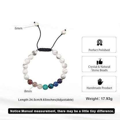 Natural Stone Beaded Bracelets for Women, 7 Chakra Healing Crystal Bracelet, 6mm/8mm Handmade Gemstone Stretch/Adjustable Bangle, Anxiety Relief Yoga Meditation Jewelry, Boho Amethyst Malachite Turquoise Bracelet Gift - color: Style 4