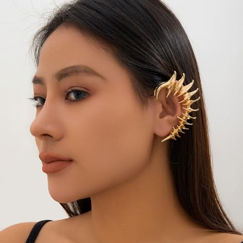 Ear Cuffs for Women, Hook without Pierced Ear Bone Clip Climber Earrings, Butterfly Shaped Ear Clip Wrap Around Earring No Piercing Cuff Earrings for Women - color: Gold-Cartilage