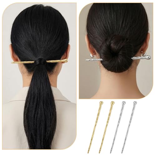 4 Pc Metal Hair Stick For Women,Metal Hair Pin Hairschopstick French Pin | Buns And Updos, Hold For Fine & Thick Hairs