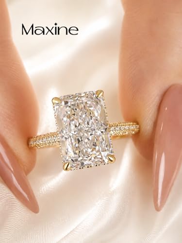 Maxinejewelry 4.5CT Radiant Cut Wedding Ring Set for Women - color: Golden Ring