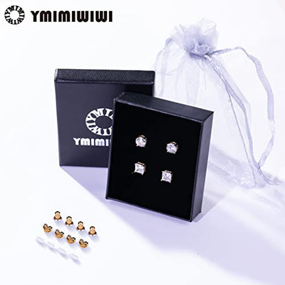 Earrings Holy Stud Earrings for Girls/Women, Sliver Gold Wedding Earrings for Bridesmaids - color: 6mm Square Base|Gold