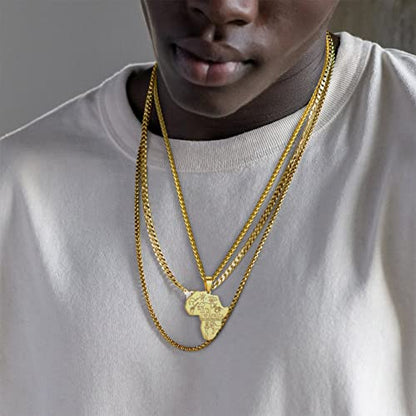 GOLDCHIC JEWELRY Africa Map Necklace for Men, Stainless Steel African Tribal/Egyptian Eye of Horus/I LOVE AFRICA/Elephant Map Hiphop Jewelry Unisex with 22'+2'Adjustable Chain - color: Animals - Gold, style: No Customization
