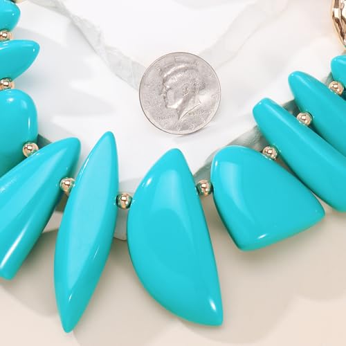 Bocar Chunky Beaded Necklace - color: Turquoise-Set