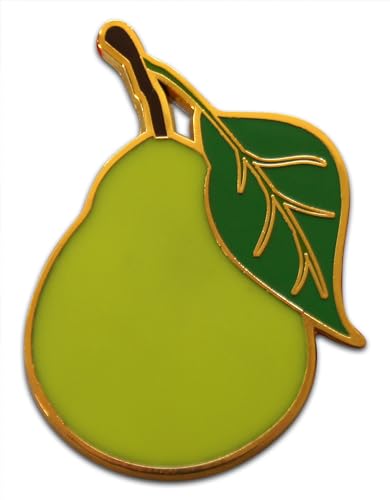 Novel Merk Fruit Lemon, Strawberry, or Orange Appreciation Lapel Pin, Hat Pin & Tie Tack Set with Clutch Back - style: 3-Pear
