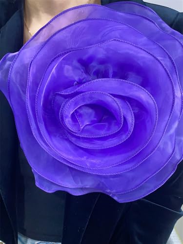 10inch Extra Large Flower Brooch Pin for Women Fashion Dainty Organza Satin Fabric Big Camellia Brooches Lapel Pins Wedding Dance Party Dress Accessories Exaggerated Jewelry Gift - color: 10 inch Modena
