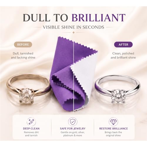 Bonison 4 Pack Large Silver Polishing Cloth – 10"x12" Jewelry Cleaning Cloth & Multi-Layer Jewelry Polishing Cloth for Silver, Gold, Diamond, Platinum, Coins, Watches, Gemstones (Purple) - color: Set of 4 Cloths (Purple)