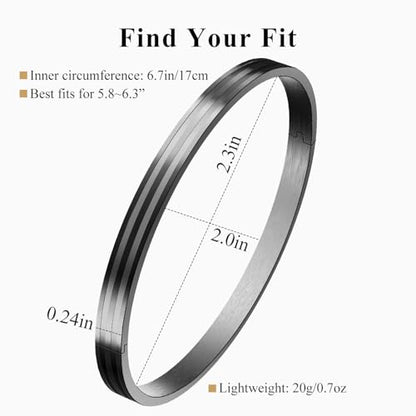 18K Gold Plated Bracelet Love Bangles for Women, 6.7in / 7.1in | Stainless steel, Waterproof & Non tarnish. Elegant & Shining. Verstaile for daily wear, perfect for stacking. Ideal Gift. - color: Black-6.7in