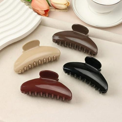 4Pcs Large Claw Hair Clips for Women, 4-Inch Durable Hair Claw Clips Smooth & Easy to Wear|No Snagging & a Secure Grip, Fashion Hair Accessories for Thin & Medium Thick Hair(Black Red Brown Coffee) - color: Group 1