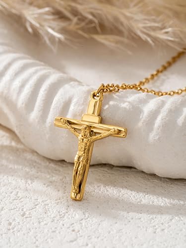 Baydurcan Dainty Gold Necklace for Women Ankh Mom Jesus Sun Star Necklace | 14K Gold Plated Pendant Necklaces Gifts for Friends Sister Mother, Birthday, Christmas, Graduation, Inspirational Gifts - style: Jesus