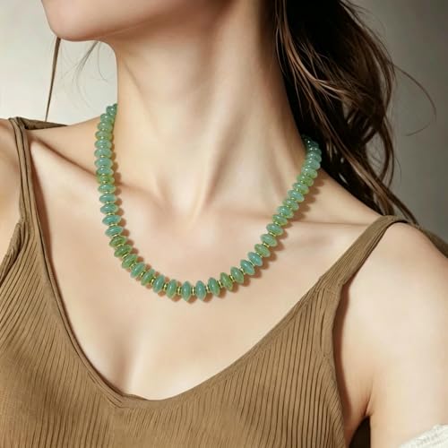 Resin Chunky Beaded Necklace for Women,Vacation Jewelry | Acrylic Beads,Boho Summer Beach Handmade Jewelry,Trendy Bold Statement Beaded Necklace,Birthday Gift for Women - color: Mint Green